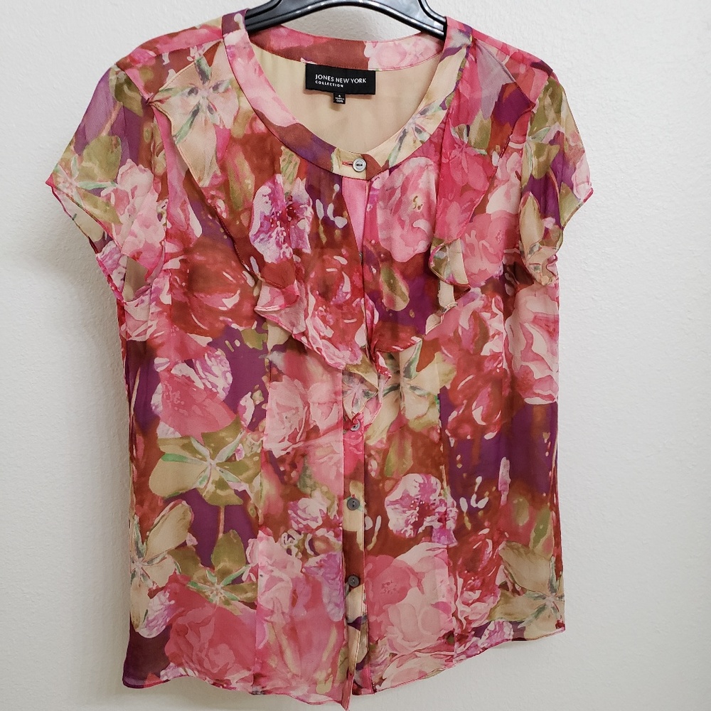 HP💥 Jones New York Floral Print Blouse Sz 4